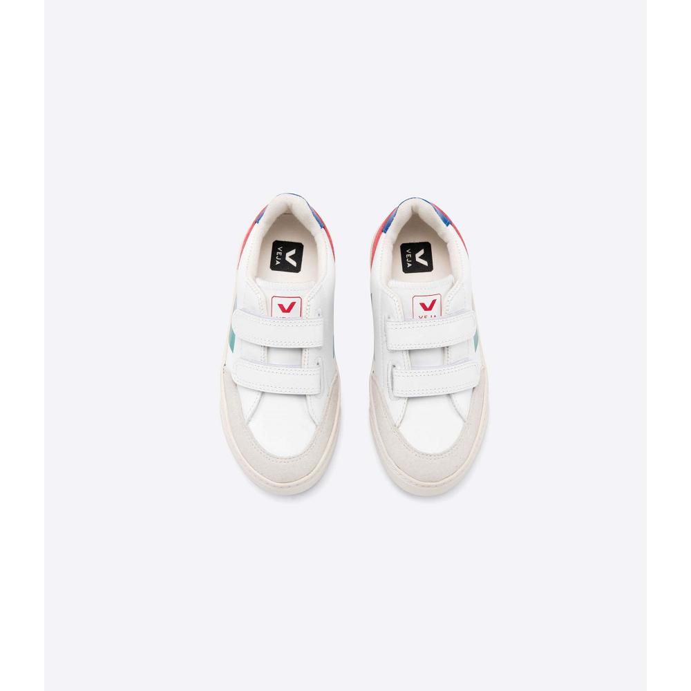 Veja V-12 LEATHER Sneakers Kinderen White/Red | NL 883FDN